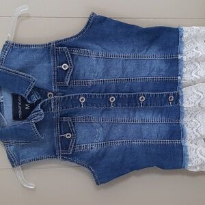 Maurices S Denim Jean Vest with White Lace Trim